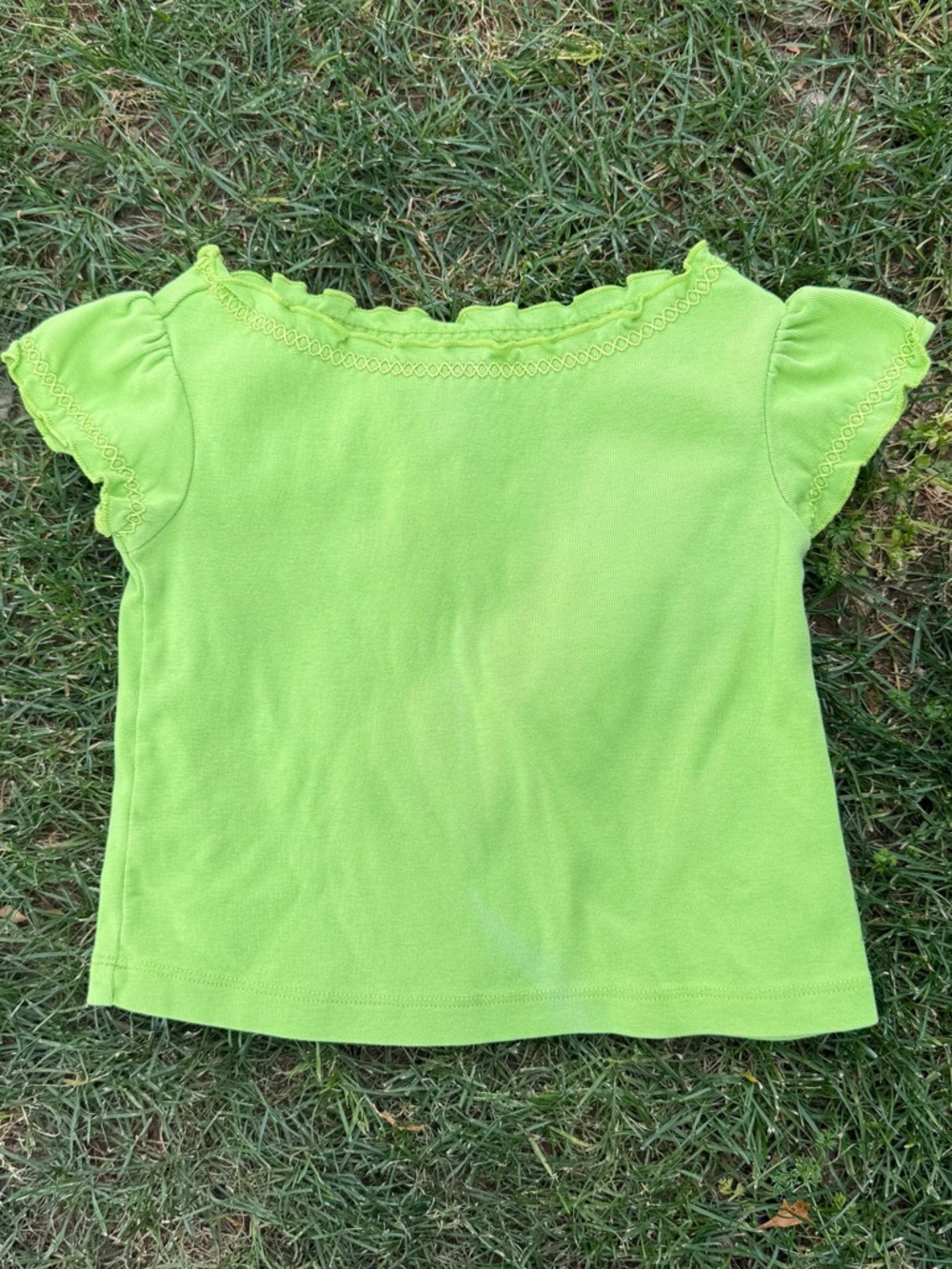 Vintage Y2k 2008 Gymboree Green Ruffle Sleeve Tee 18-24m